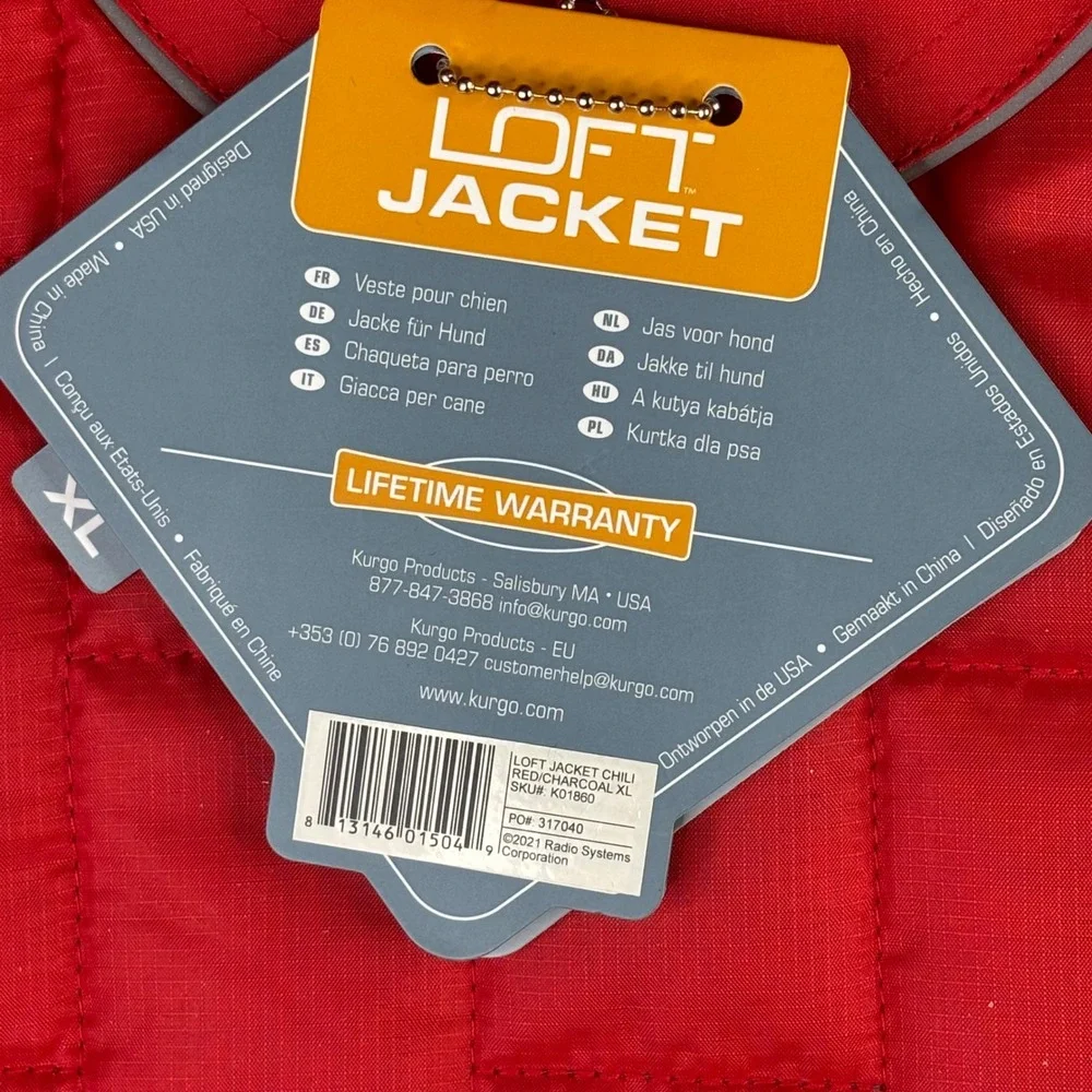Kurgo Loft Jacket Dog Coat XL Chili Red Quilted Reflective Water Resistant‎ NEW